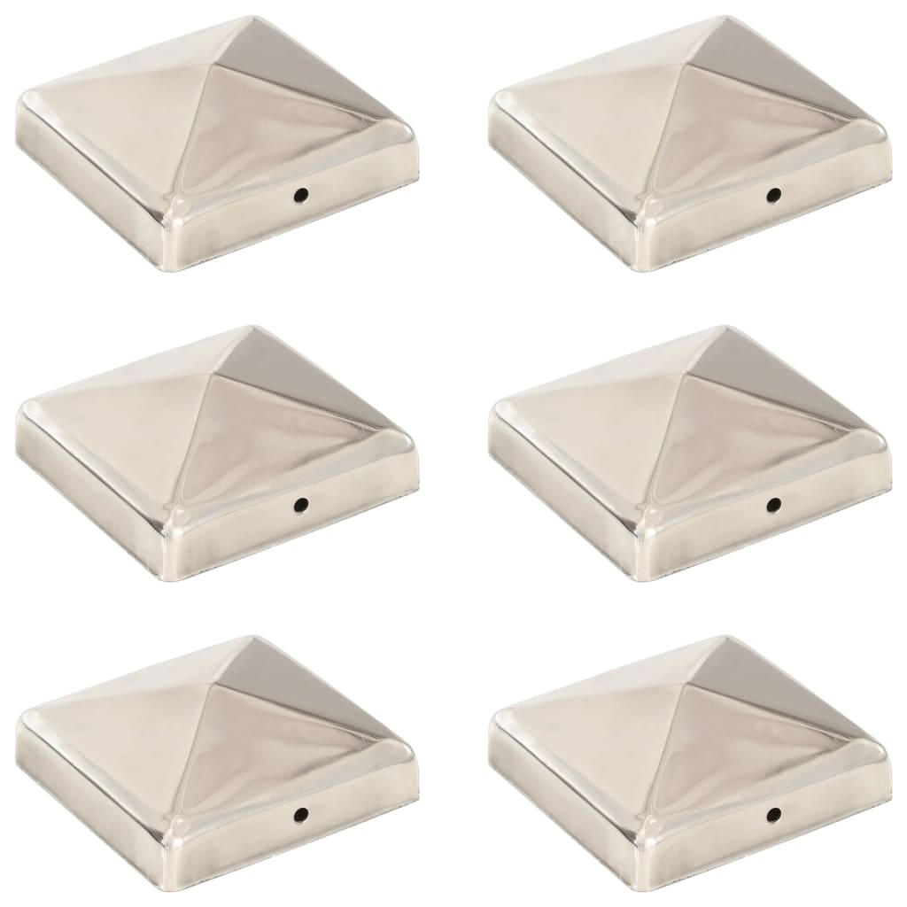Vidaxl -Pfahlhaube 6 PST Pyramide 91 x 91 mm Edelstahl