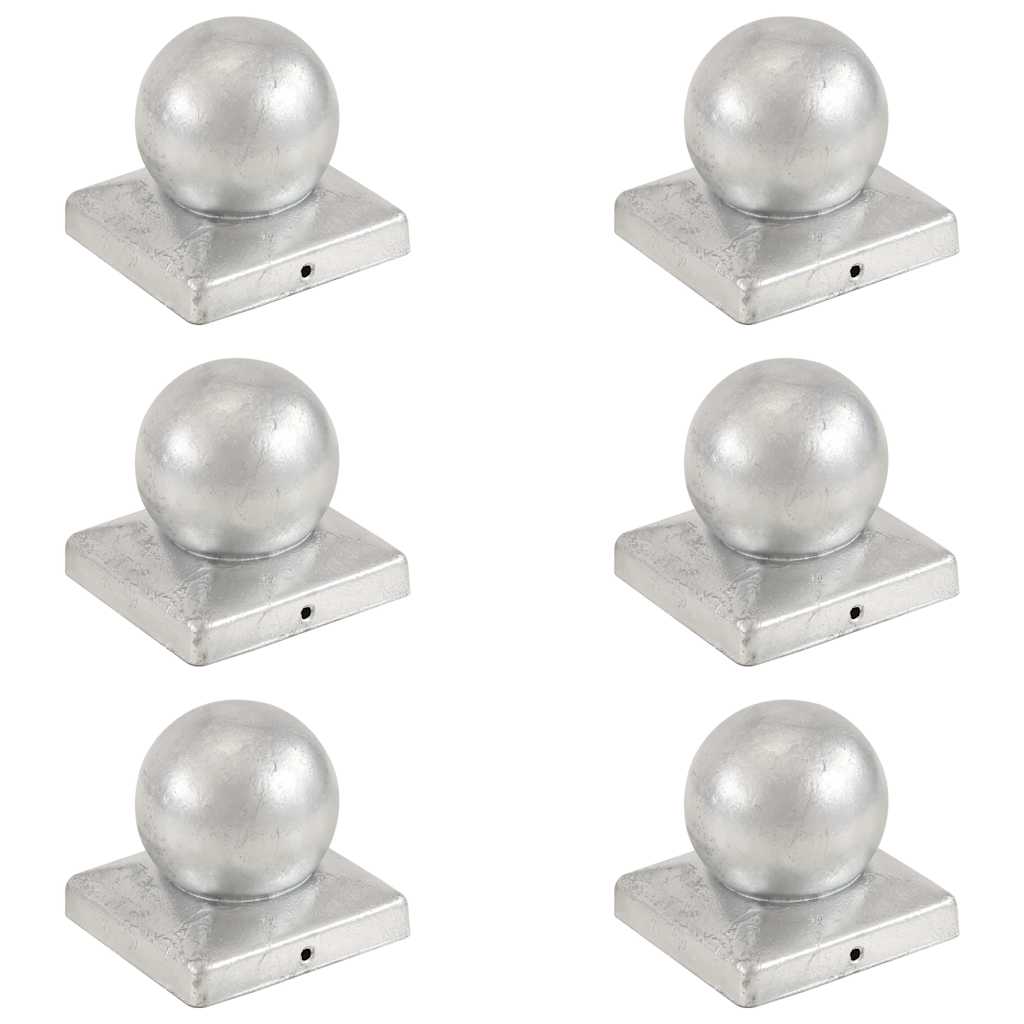 Vidaxl paalkappen 6 st bol 101x101 mm gegalvaniseerd metaal