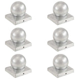 Vidaxl paalkappen 6 st bol 101x101 mm gegalvaniseerd metaal