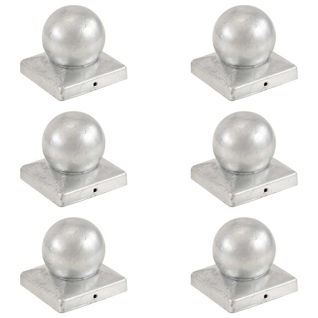Vidaxl paalkappen 6 st bol 101x101 mm gegalvaniseerd metaal