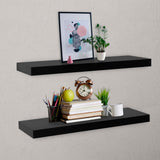 Vidaxl wandschappen zwevend 2 st 80x20x3,8 cm zwart