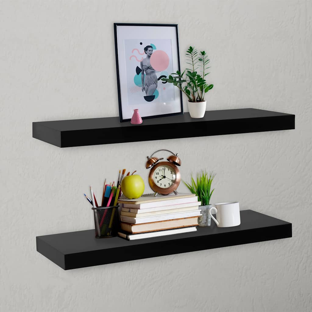 Vidaxl wandschappen zwevend 2 st 80x20x3,8 cm zwart
