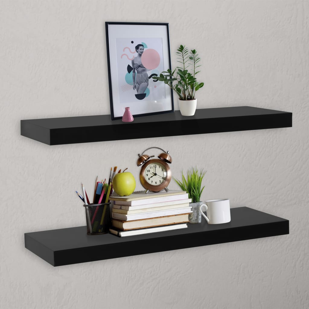 Vidaxl wandschappen zwevend 2 st 100x20x3,8 cm zwart
