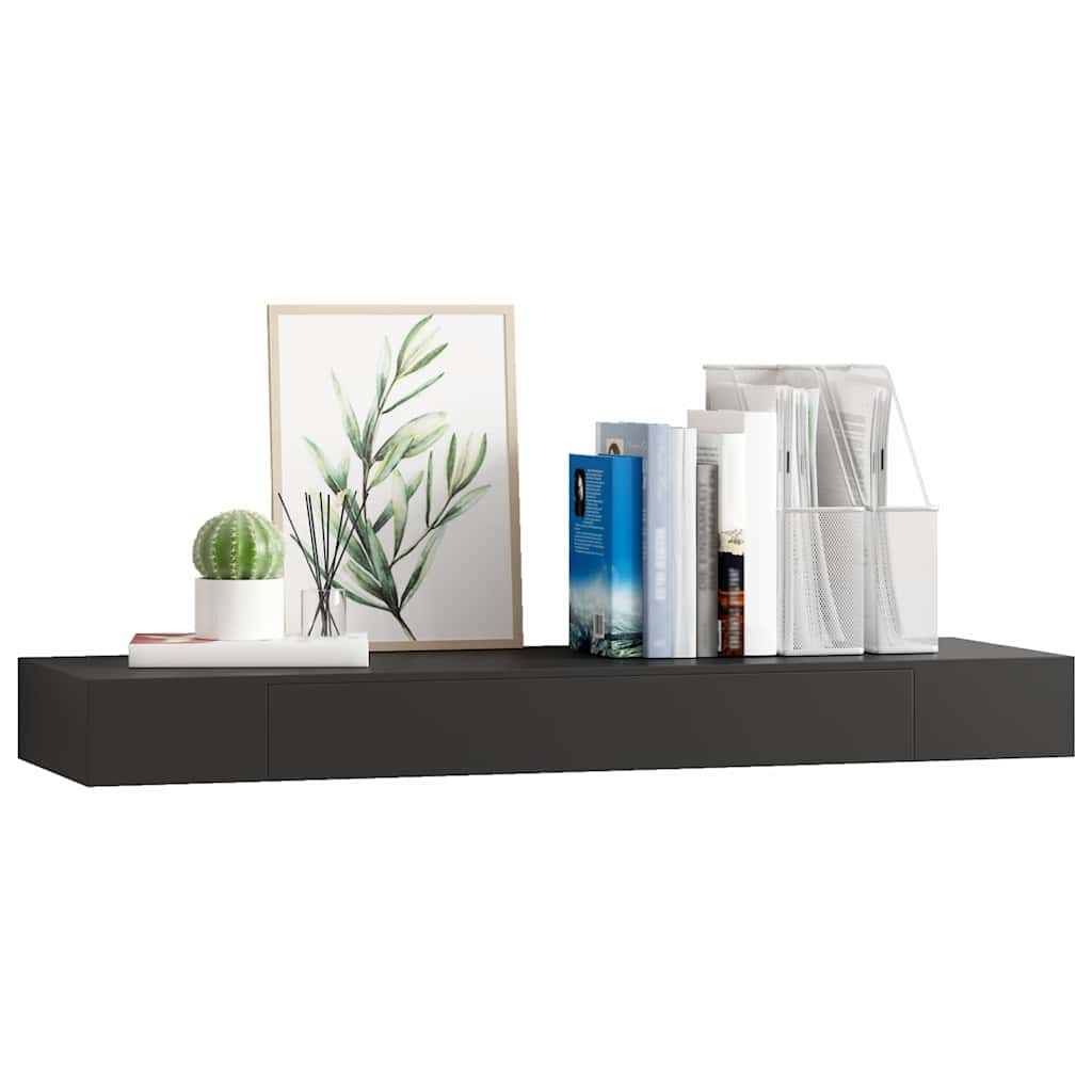 Vidaxl wandschap met lade zwevend 80x25x8 cm zwart