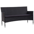 Vidaxl tuinbank 3-zits met kussens poly rattan zwart