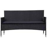 Vidaxl tuinbank 3-zits met kussens poly rattan zwart