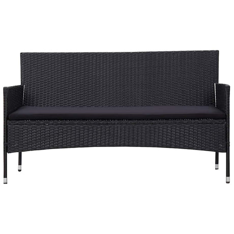 Vidaxl tuinbank 3-zits met kussens poly rattan zwart