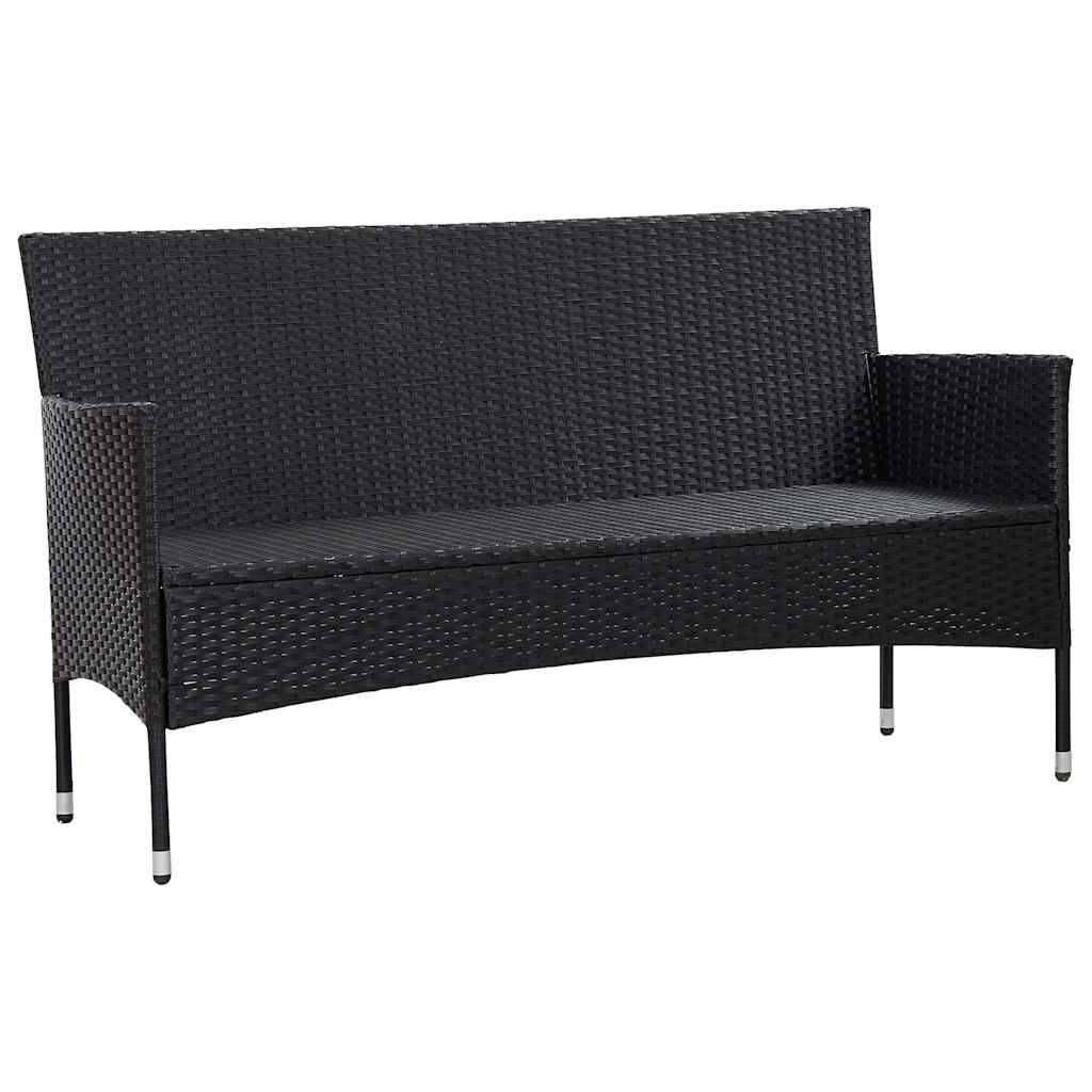 Vidaxl tuinbank 3-zits met kussens poly rattan zwart