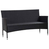 Vidaxl tuinbank 3-zits met kussens poly rattan zwart
