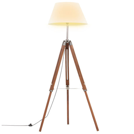Vidaxl Stehlampe Driepoot 141 cm Festes Teakhonigbraun und Weiß