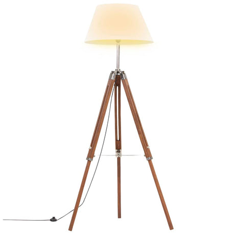 Vidaxl Stehlampe Driepoot 141 cm Festes Teakhonigbraun und Weiß