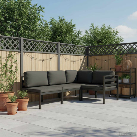Vidaxl 4-delige loungeset met kussens aluminium antraciet