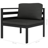 Vidaxl 2-delige loungeset met kussens aluminium antraciet