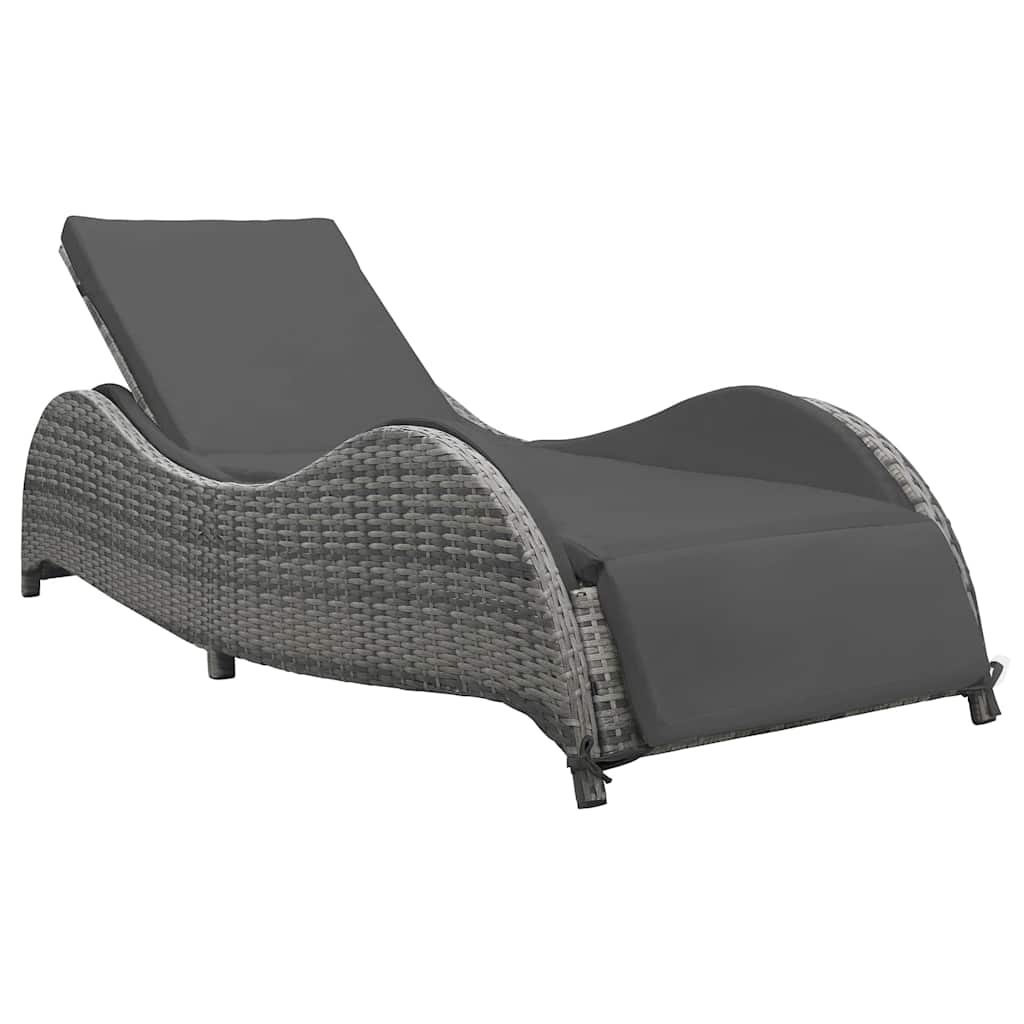 Vidaxl ligbed met kussen poly rattan antraciet