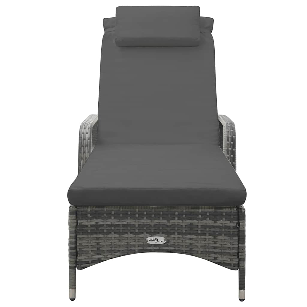 Vidaxl ligbed met wielen poly rattan antraciet