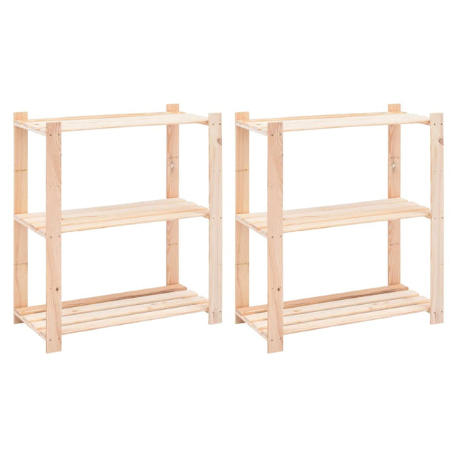 Vidaxx Lagerregale 3-lagig 2 Stk. 80x38x90 cm massives Kiefernholz 150 kg