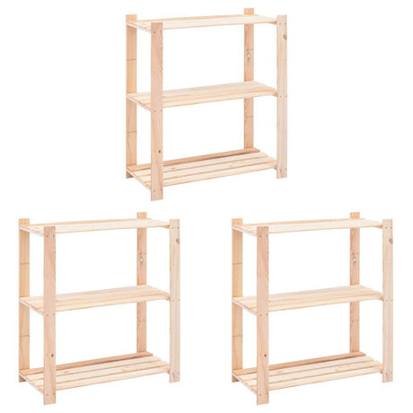 Vidaxx Lagerregale 3-lagig 3 Stk. 80x38x90 cm massives Kiefernholz 150 kg