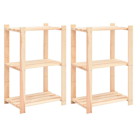 Vidaxx Lagerregale 3-lagig 2 Stk. 60x38x90 cm massives Kiefernholz 150 kg