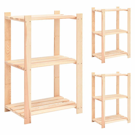 Vidaxx Lagerregale 3-lagig 3 Stk. 60x38x90 cm massives Kiefernholz 150 kg