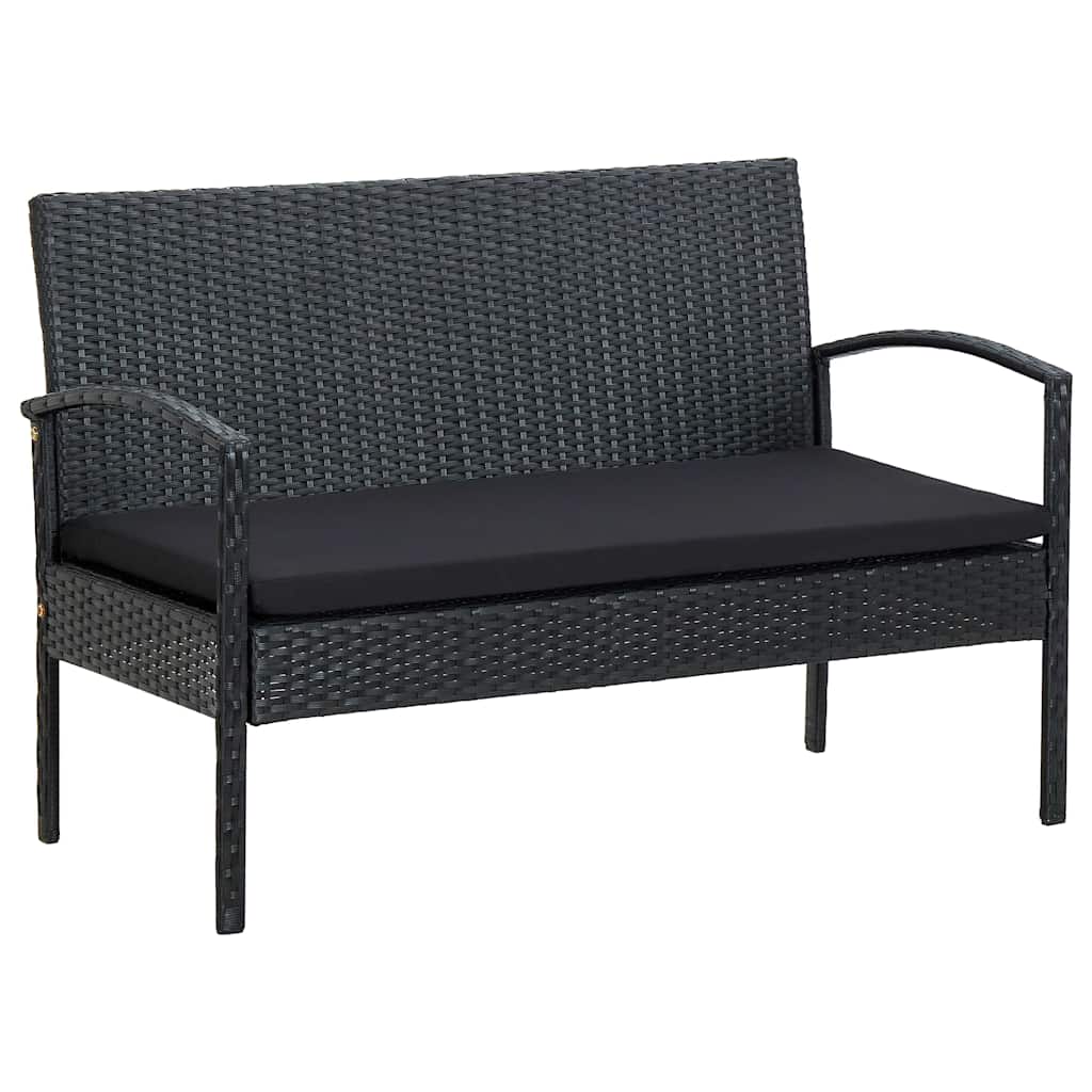 Vidaxl 4-delige loungeset met kussens poly rattan zwart