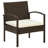 Vidaxl tuinstoel met kussen poly rattan bruin