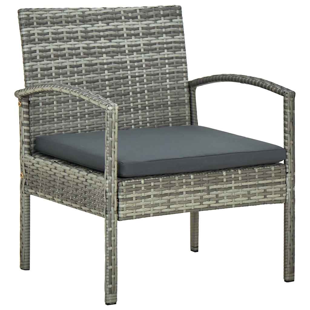 Vidaxl tuinstoel met kussen poly rattan grijs
