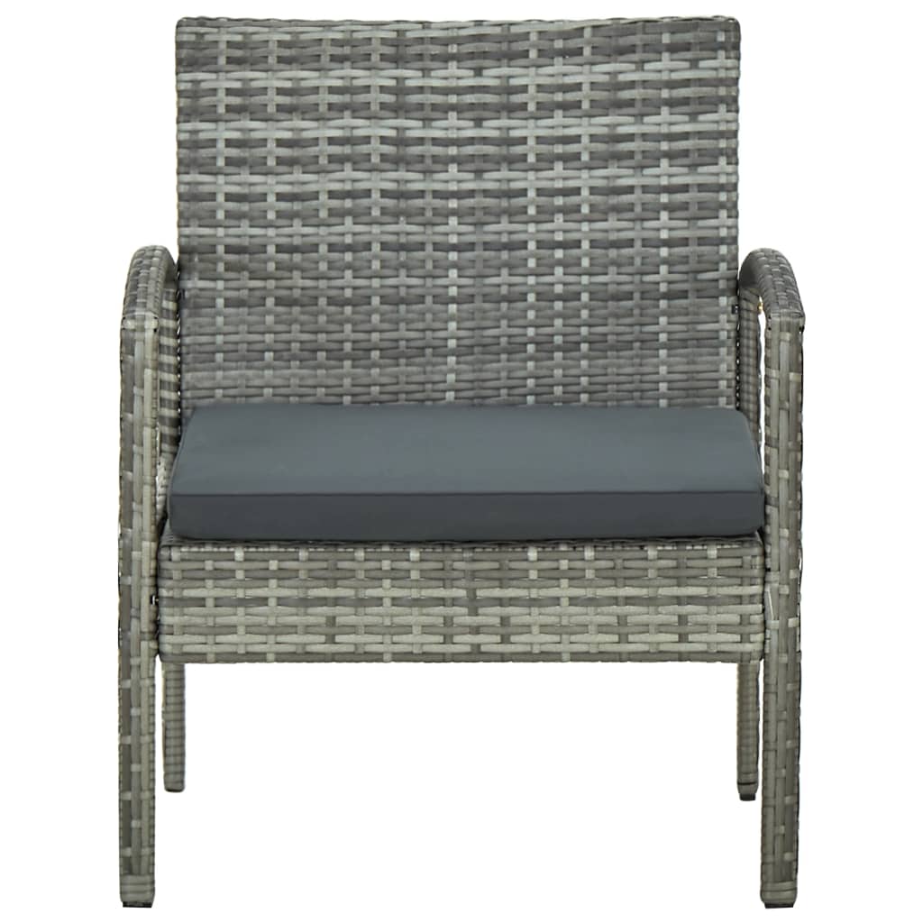 Vidaxl tuinstoel met kussen poly rattan grijs