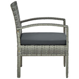 Vidaxl tuinstoel met kussen poly rattan grijs