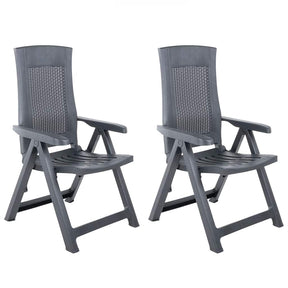 Vidaxl verstelbare klapstoelen, 2 stuks, antracietkleurig kunststof