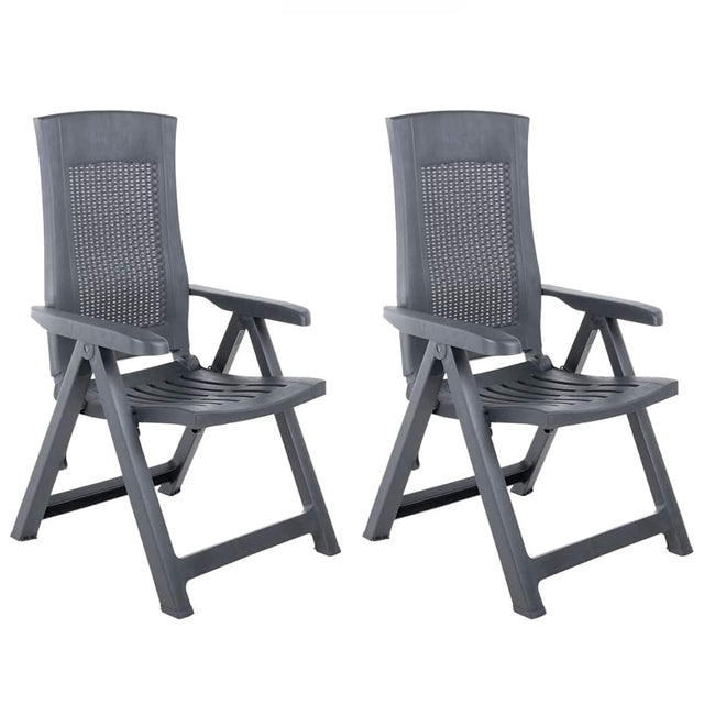 Vidaxl verstelbare klapstoelen, 2 stuks, antracietkleurig kunststof