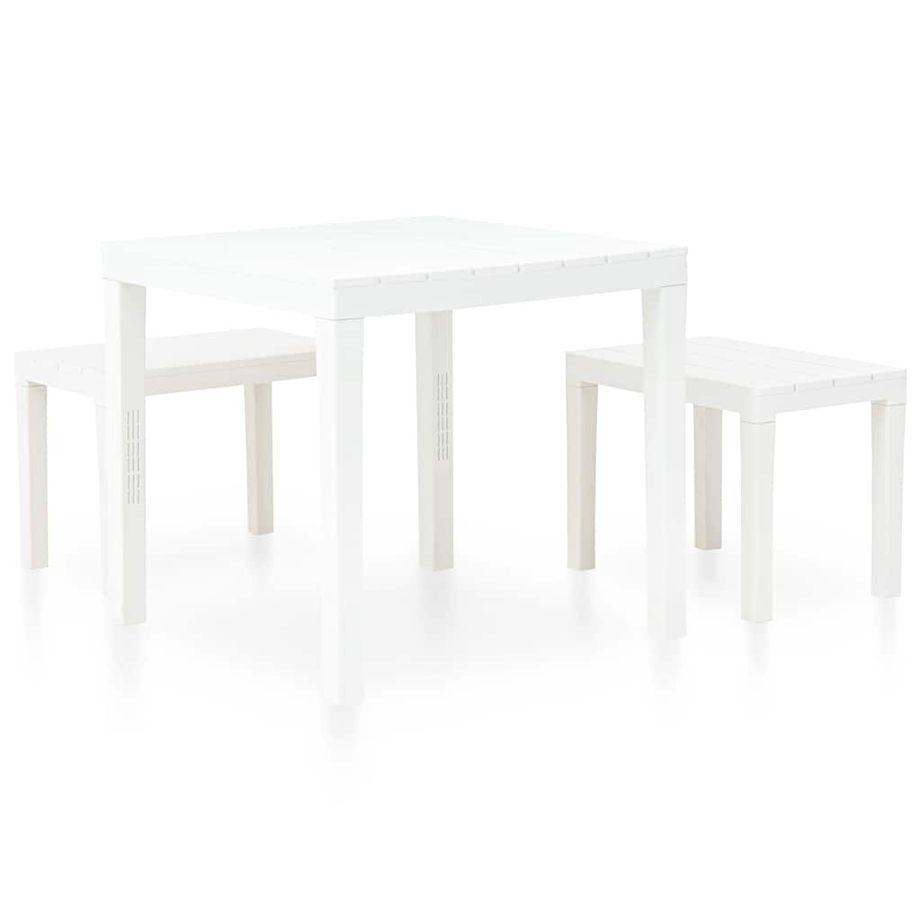 Vidaxl tuintafel met 2 banken kunststof wit