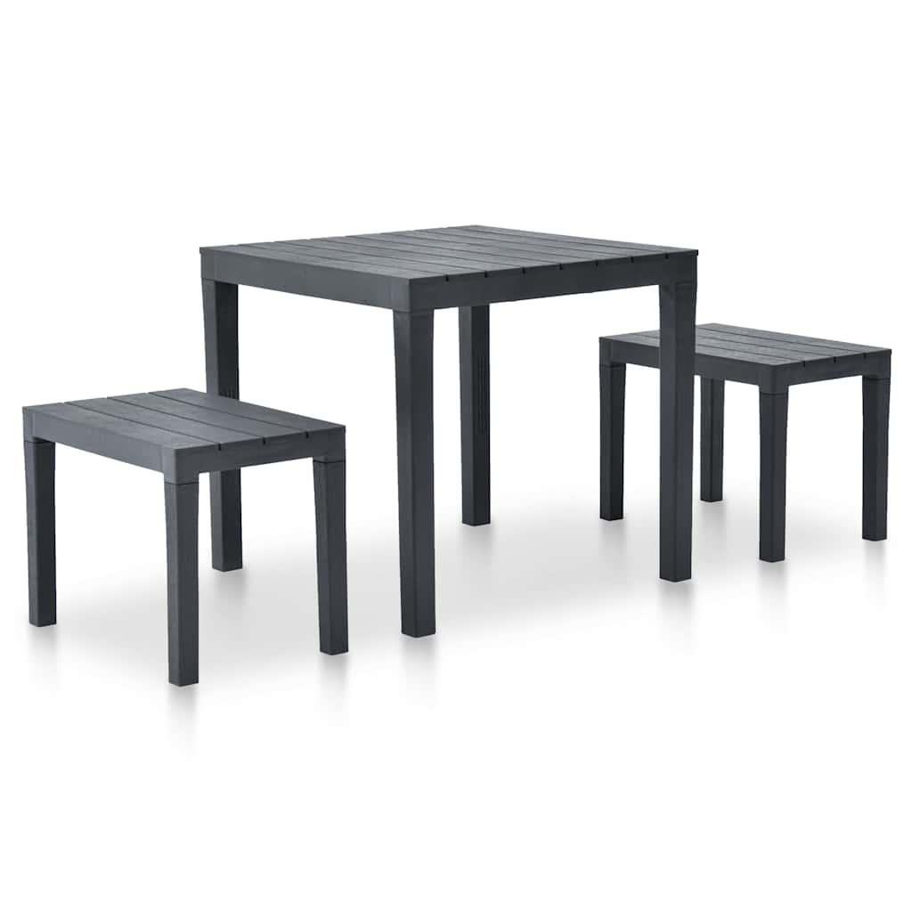 Vidaxl tuintafel met 2 banken kunststof antraciet