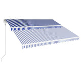 Vidaxl Luifel erstreckt sich automatisch 450 x 300 cm blau und weiß