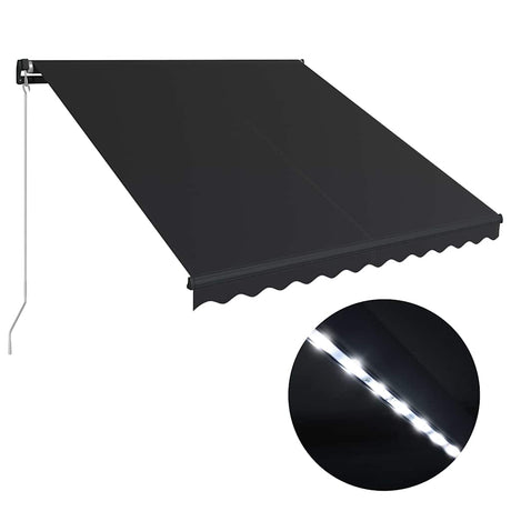 Vidaxx Markise manuell ausziehbar mit LED 350x250 cm Anthrazit