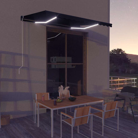 Vidaxx Markise manuell ausziehbar mit LED 350x250 cm Anthrazit