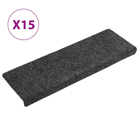 Vidaxl Treppenmatten Selbstadhäsiv 15 Teile 65x21x4 cm graue rechteckige Kante