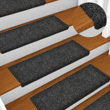 Vidaxl Treppenmatten Selbstadhäsiv 15 Teile 65x21x4 cm graue rechteckige Kante