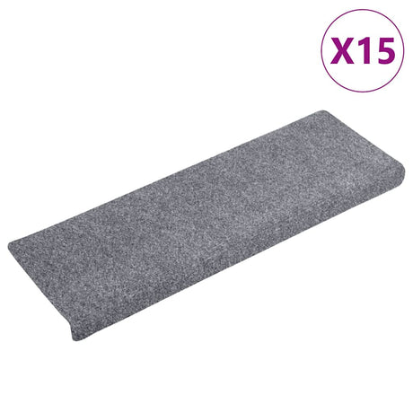Vidaxl -Treppenmatten Selbstadhäsiv 15 Teile 65x21x4 cm hellgrau mit rechteckiger Rand