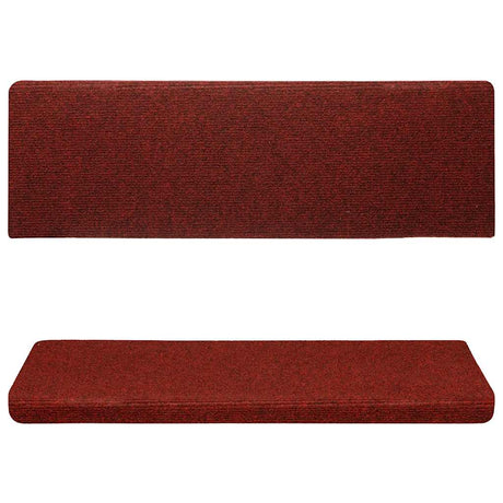 Vidaxl Treppenmatten Selbstadhäsiv 15 Teile 65x21x4 cm Bordeaux rote rechteckige Kante