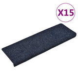 Vidaxl Treppenmatten Selbstadhäsiv 15 Teile 65x21x4 cm blaue rechteckige Kante