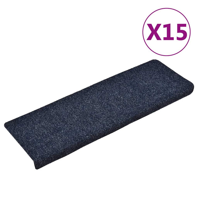 Vidaxl Treppenmatten Selbstadhäsiv 15 Teile 65x21x4 cm blaue rechteckige Kante