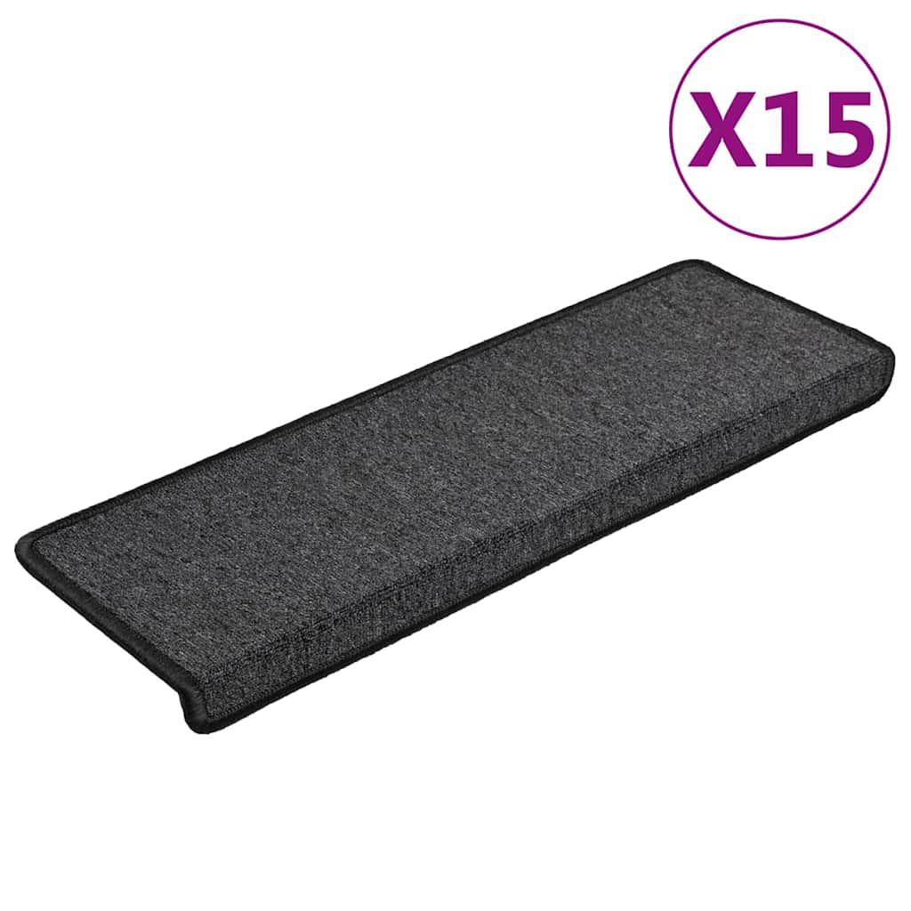 Vidaxl -Treppenmatten 15 ST 65x21x4 cm Anthrazit -Rechteckkante