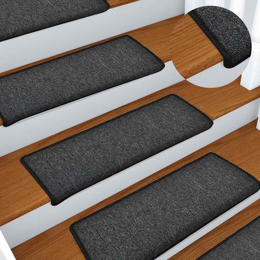 Vidaxl -Treppenmatten 15 ST 65x21x4 cm Anthrazit -Rechteckkante
