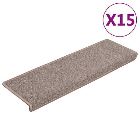 Vidaxl -Treppenmatten 15 ST 65x21x4 cm hellbraun mit rechteckiger Rand