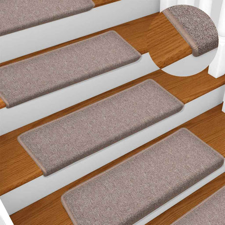 Vidaxl -Treppenmatten 15 ST 65x21x4 cm hellbraun mit rechteckiger Rand