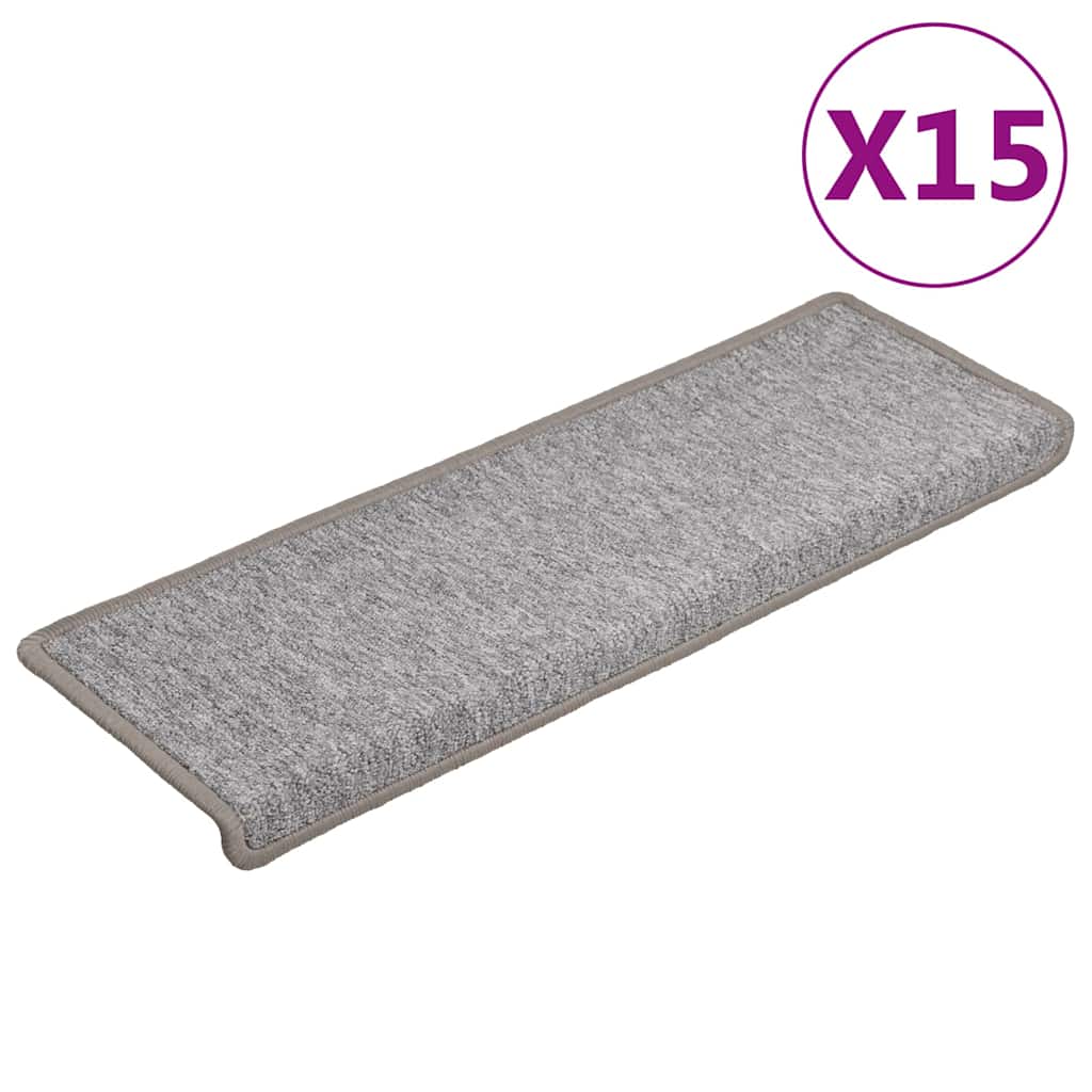 VidaXL Stufenmatten 15 Stück 65x21x4 cm hellgrau mit rechteckigem Rand