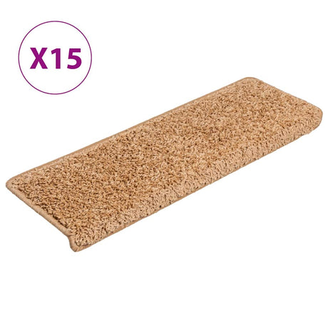 Vidaxx Stufenmatten 15 St. 65x21x4 cm beige rechteckiger Rand