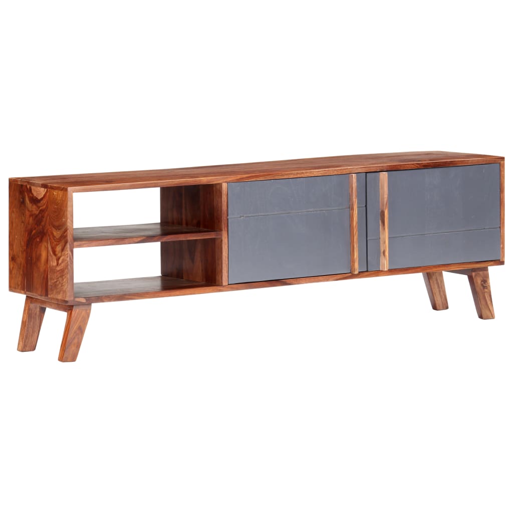 Vidaxl tv-meubel 140x30x45 cm massief hout grijs