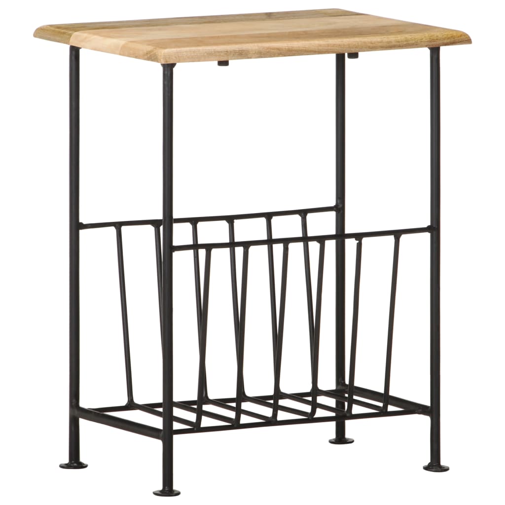 Vidaxl tijdschriftenrek 40x30x50 cm massief mangohout en staal