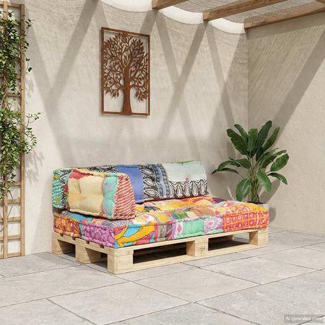 Vidaxl bankkussen pallet stof patchwork meerkleurig